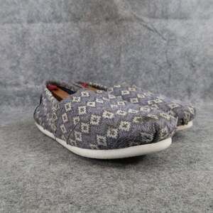 Toms Shoes Womens 7.5 Slip On Loafer Flats Casual Knit Sweater Alpargatas Grey